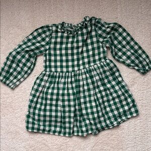 Crewcuts Green and White Plaid Dress